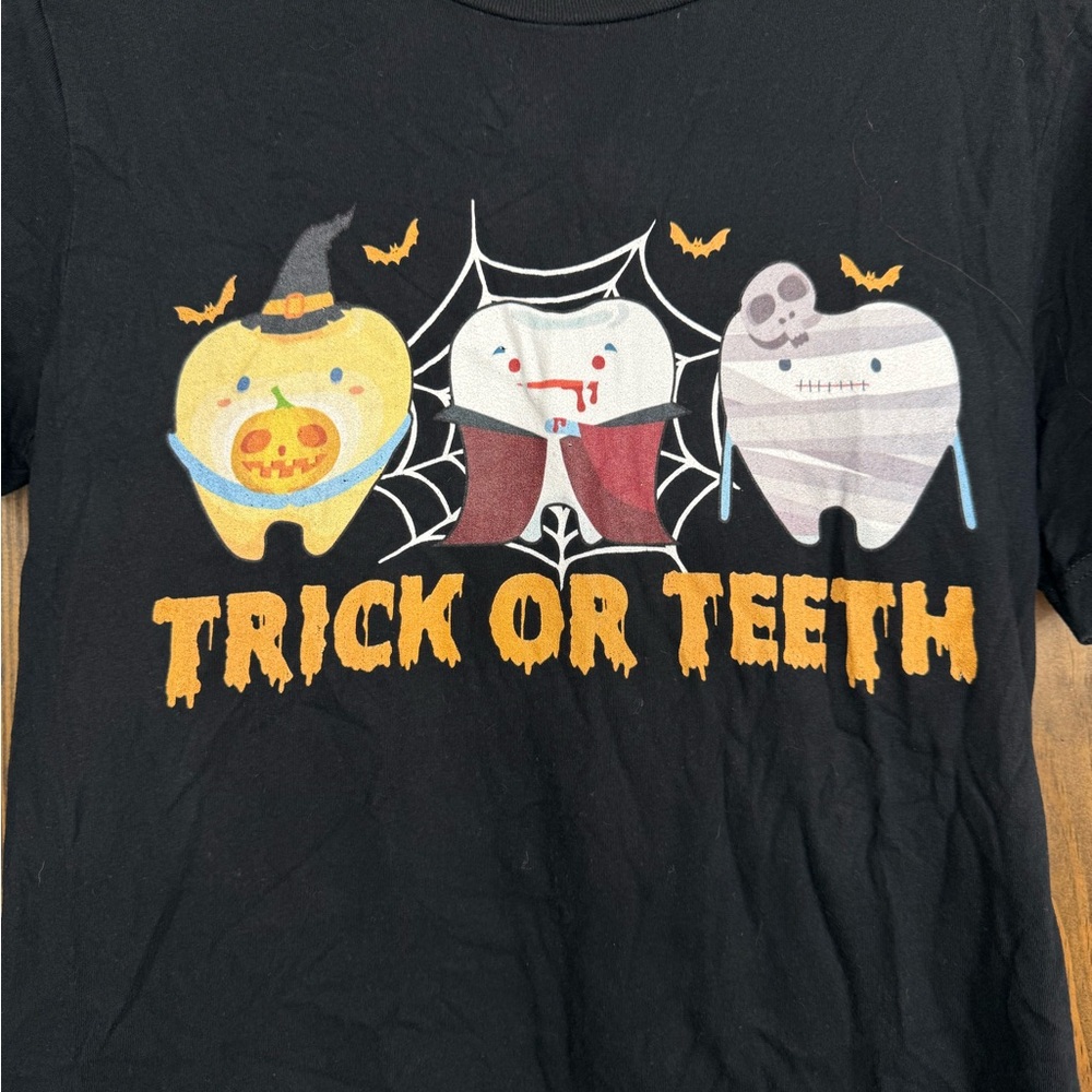 Bella Canvas Black 'Trick or Teeth' Kids Halloween Tee